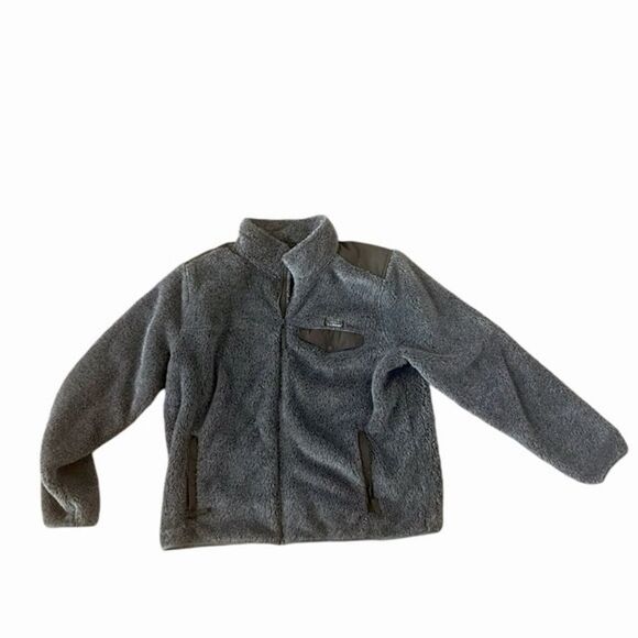 L.L. Bean Outdoors Spellout Sweater Fleece Zip Up Dark Grey Green Brown Size XL - Picture 1 of 5